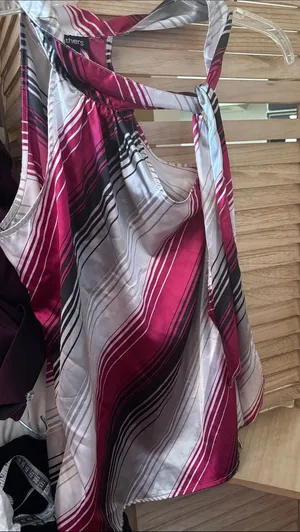 feathers One-Shoulder Striped Top in Magenta, White and Black Small thumbnail 1