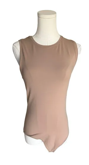 Abercrombie - Soft A&F Sleeveless Bodysuit Taupe Beige Sz M thumbnail 1