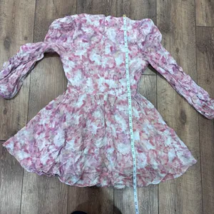 Bardot Lila Eyelet Corset Long Sleeve Minidress in Pink Garden Women's Small / 4 thumbnail 7