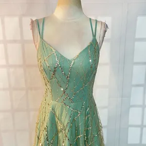 TLC Say Yes to the Prom Green Gold Sequin Glitter Sleeveless Ball Gown Size 9 thumbnail 2