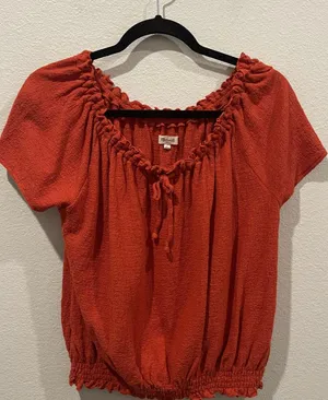 MADEWELL Texture & Thread Rusty Orange Drawstring Top thumbnail 2