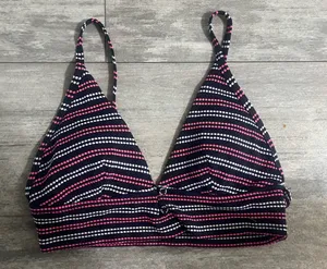 Aerie Bikini Top Womens Small Triangle Swim Navy Coral White thumbnail 1
