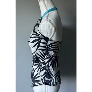 100% Silk Vintage Y2K Zebra Animal Printed Eclectic Bandana Halter Tank Size M thumbnail 3