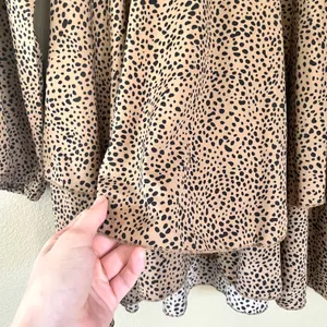 Tan Dalmatian Bishop Sleeve Tiered Ruffle Mini Dress Medium thumbnail 7