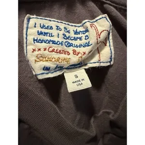 SANDRINE ROSE Women's Gray The Vintage Crew‎ Tee Shirt Embroidered Festival thumbnail 4