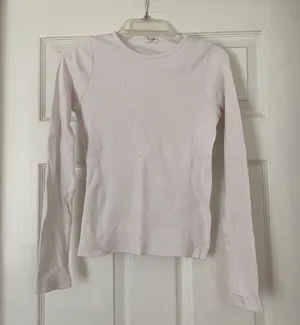 Brandy Melville John Galt White Long Sleeve Ribbed Round Neck Shirt Top thumbnail 1