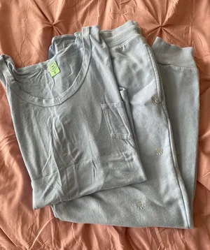 Women’s Light Blue Pocket Pajama Set with Subtle Embroidery Size M thumbnail 1