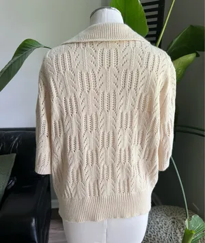 Crochet polo sweater Tan thumbnail 2