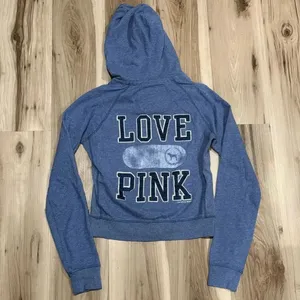 Victoria’s Secret PINK Y2K 00’s Zip Up Love Pink Hoodie Women’s Medium thumbnail 2