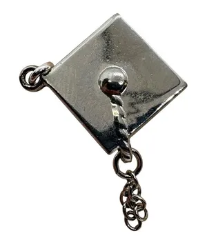 Vintage‎ Wells Sterling Silver Graduation Cap Mortarboard Tassel Charm 1.69g thumbnail 1