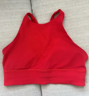 Lululemon Energy Bra High Neck Ribbed Red thumbnail 1