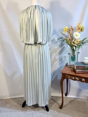 ☀️COS Pale Green Pleated Cape Sleeve Maxi Dress Minimalist Sz 8🧡 thumbnail 6