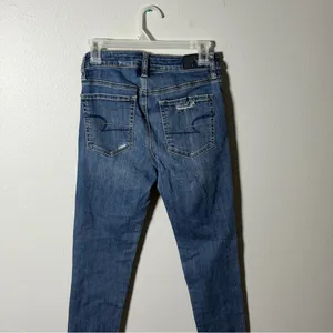 American Eagle Outfitters Women's Hi-Rise Jegging‎ Blue Distressed Jeans size 4 thumbnail 7