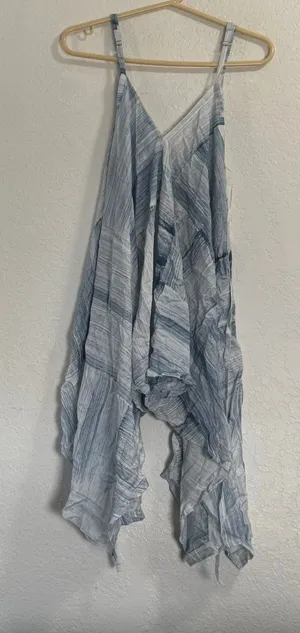 World market Handkerchief shirt S M Blue Floral Boho Relaxed Flowing Festival thumbnail 1