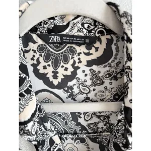 ZARA Satin Paisley Medallion Print Blouse Shirt Boho Chic Dark Academia Top Sz M thumbnail 5