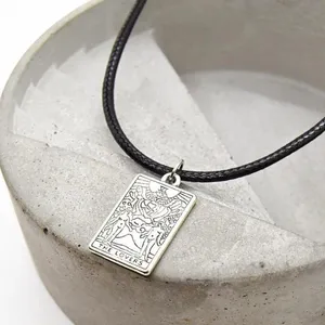 The Lovers Tarot Card Necklace Black thumbnail 2