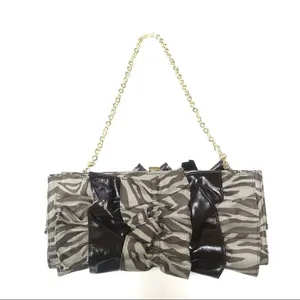 Vintage Y2K Rampage zebra striped clutch chain strap detail purse‎ thumbnail 2