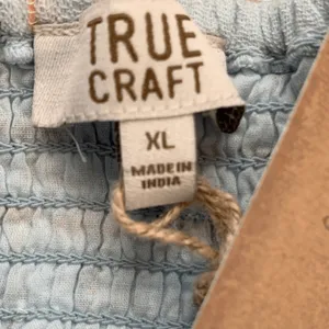 True Craft Plaid Gauze Strapless Mini Dress Baby Blue‎ Cottagecore Boho XL New thumbnail 7