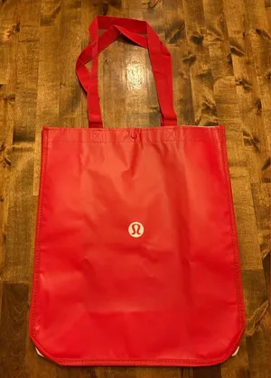 NWOT Lululemon shopping tote bag red white Large thumbnail 1