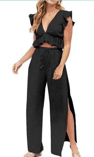 2 Pieces Outfits Jumpsuits Sz.XL Black thumbnail 1