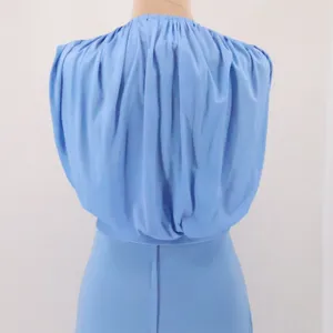 Ryan‎ Keith Vintage 70s Halter Maxi Dress Jacket Womens Size 6 Blue Babydoll Y2K thumbnail 5