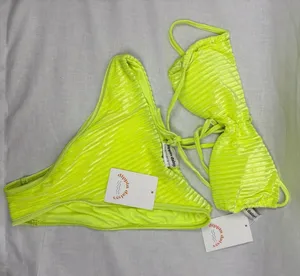 NWT Dippin' Daisy's Neon Ribbed Velvet Bikini Set Size M thumbnail 1