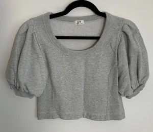 Aerie Grey‎ Bubble sleeve cropped top size xs thumbnail 1