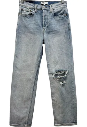 RE/DONE High Rise‎ 90's Ankle Crop Jeans Lived Light Wash Straight Leg 26 thumbnail 1