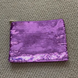 Tarte Sequin Flamingo Pink Purple Sequin Cosmetics Case Makeup Bag Like New thumbnail 6