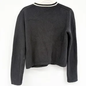 J.Crew Womens Emilie Black Ivory Tipping Preppy Knit Sweater Lady Jacket S BX470 thumbnail 8