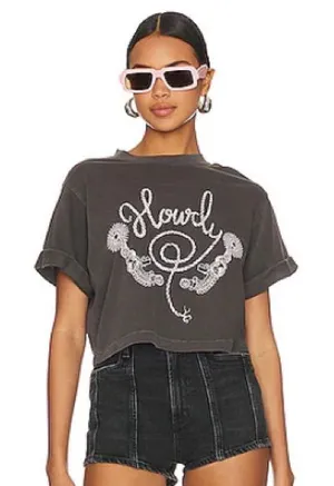 Howdy Crop Boyfriend Tee In Vintage Black thumbnail 1