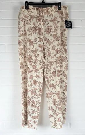 Sag Harbor Women's Size 14 Cream & Tan Floral Casual Straight Leg Pants Cottage thumbnail 1