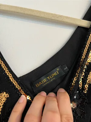 Babeyond Black & Gold Art Deco Fringe Cocktail Dress flapper costume sequins thumbnail 5