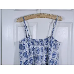 Abercrombie & Fitch Linen Mini Dress Postcard Stamp Size XS Blue Floral Coastal thumbnail 6