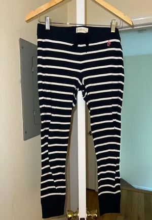 Vintage Y2K Abercrombie & Fitch Navy and White Striped Henley Sleep PJs thumbnail 5