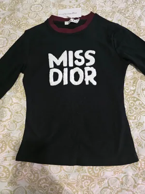 Christian Dior Miss Dior Black Long Sleeve Top Burgundy Trim thumbnail 2