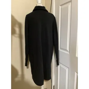 Athleta Black Fleece Wrap Neck Sweatshirt Dress Long Sleeve Thumbholes Womens M thumbnail 4