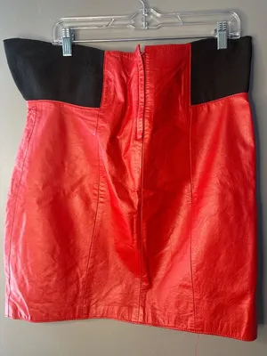 Vtg Avons Fashion 100% Leather Skirt stretchy waist comfort festival carnival thumbnail 3