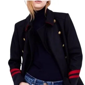 Zara Navy Military Style Double Breasted Coat Size S thumbnail 3