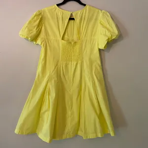 Maeve Anthropologie Butter Yellow Balloon Sleeve Mini Dress Cotton Women's Large thumbnail 7