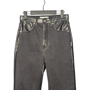 Abercrombie &‎ Fitch Jeans 26 Black Faux Leather Denim Ultra Rise Straight thumbnail 3