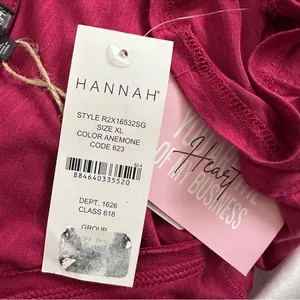 Hannah Top Women's XL Fuchsia Short Sleeve Lace Hi Low Swing Lightweight Rayon thumbnail 5