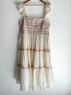 Madewell Embroidered Lucie Midi Dress 3X Off White Cotton Cottagecore thumbnail 3