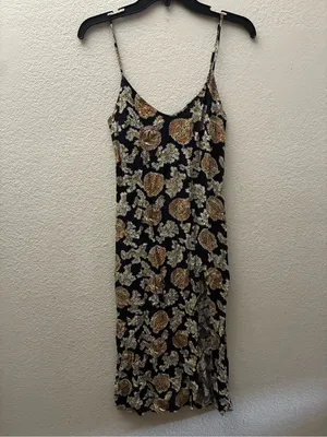 Reformation Floral Paisley Midi Dress High Side Slit Boho Slip Dress 0 thumbnail 3