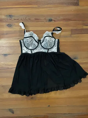 NWT Torrid Sz 1 (14/16) Black Lotus Lace Underwire Babydoll Chemise Lingerie thumbnail 3