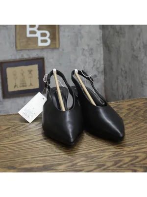 A New Day Samantha Slingback Heels Faux Leather with Memory Foam Black / Gold 7M thumbnail 3