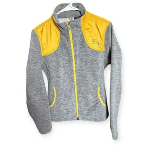 Harley-Davidson Womens Gray Fleece Yellow Quilted Shoulder Zip Jacket Medium thumbnail 3