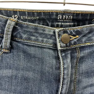 Ana Straight Leg Raw Hem Mid Rise Medium Wash Blue Jeans Womens 12 thumbnail 8