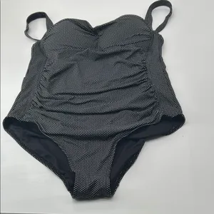Elegant Black and White Polka Dot Women's One Piece Swimsuit thumbnail 3