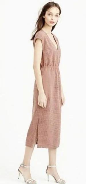 (RC) J. Crew Womens Mauve Brown Drapey Perforated Midi Dress Size 12 Style B9887 thumbnail 1